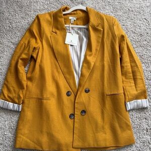 Mustard Yellow Women’s Blazer- fully lined - 3/4 sleeve - NWT